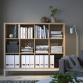 KALLAX Shelving unit with underframe, white stained oak effect/white, 147x129 cm