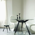 Dining Table Troy 90cm, transparent/black