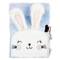 Plush Diary with Padlock, Pen & Headphones - Bunny, assorted colours