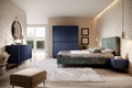 Wardrobe Nicole 150 cm, dark blue, black handles