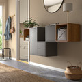EKET Wall-mounted cabinet combination, dark grey/walnut effect, 175x35x70 cm