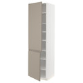 METOD High cabinet with shelves/2 doors, white/Upplöv matt dark beige, 60x60x220 cm