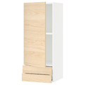 METOD / MAXIMERA Wall cabinet with door/2 drawers, white/Askersund light ash effect, 40x100 cm
