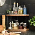 NÅLBLECKA Corner shelf, metal/bamboo for kitchen countertop