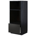 METOD / MAXIMERA High cab for oven/micro w drawer, black/Nickebo matt anthracite, 60x60x140 cm
