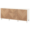 BESTÅ Storage combination with drawers, white, Hedeviken/Stubbarp oak veneer, 180x42x74 cm