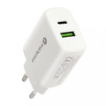 everActive Wall Charger EU Plug USB/USB-C QC3.0 25W, white