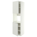 METOD High cab f oven w 2 doors/shelves, white/Aspudden light grey, 60x60x220 cm