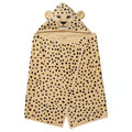 SANDLÖPARE Towel with hood, light brown/cheetah pattern, 70x140 cm