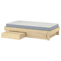 GLAMBERGET Bed frame with storage and mattress, pine/Vesteröy medium firm, 90x200 cm
