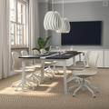 MITTZON Conference table, black stained ash veneer/white, 140x108x75 cm