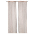 BYMOTT Curtains, 1 pair, white/beige striped, 120x250 cm
