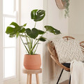 GoodHome Plant Pot 17cm, stripes, indoor, terracotta