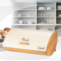 Feel Maestro Modern Stainless Steel & Bamboo Bread Bin MR-1775-IVORY