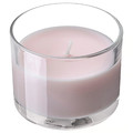 LOTSFÅGEL Scented candle in glass, Pink flowers pale pink, 20 hr