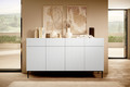 Cabinet with 4 Doors & 4 Drawers Nicole 200cm, matt white, black legs