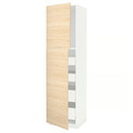 METOD / MAXIMERA Hi cab w 2 doors/4 drawers, white/Askersund light ash effect, 60x60x220 cm