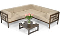 Garden Outdoor Corner Sofa, wood, dark brown, beige