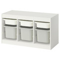 TROFAST Storage combination with boxes, white white/grey, 99x44x56 cm