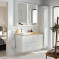ÄNGSJÖN / BACKSJÖN Wash-stand/wash-basin/tap, high-gloss white/bamboo, 122x49x71 cm