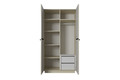Two-Door Wardrobe Nicole with Drawers Inside 100 cm, cashmere/black handles