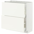 METOD / MAXIMERA Base cabinet with 2 drawers, white/Vallstena white, 80x37 cm