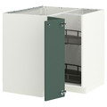 METOD Corner base cabinet with carousel, white/Aspudden dark grey-green, 88x88 cm