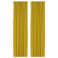 GINSTMOTT Curtains, 1 pair, yellow/with heading tape, 145x300 cm