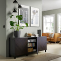 BESTÅ Storage combination with doors, black-brown Hedeviken/Stubbarp/dark brown stained oak veneer, 180x42x74 cm
