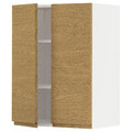 METOD Wall cabinet with shelves/2 doors, white/Voxtorp oak effect, 60x80 cm
