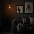 SKAFTET / MOLNART Pendant lamp with light bulb, brass-plated bell-shaped/brown clear glass
