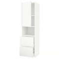 METOD / MAXIMERA Hi cab f micro w door/2 drawers, white/Voxtorp matt white, 60x60x220 cm