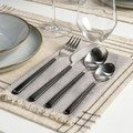 LÖFTESRIK 24-piece cutlery set, black/stainless steel satin