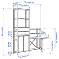 IVAR 2 sec/storage unit w foldable table, pine, 175x30x226 cm