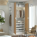 PAX / STORKLINTA Wardrobe combination, white oak effect/white, 120x60x236 cm