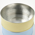 BETTHAJ Tin with lid, for cookies/pale yellow pale blue, 2.5 l