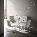 Dining Table Ufo 90cm, transparent/chrome