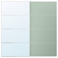 MEHAMN/AULI Pair of sliding doors, aluminium double sided/light green mirror glass, 200x201 cm