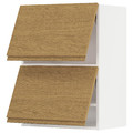 METOD Wall cab horizo 2 doors w push-open, white/Voxtorp oak effect, 60x80 cm