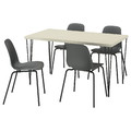 SKÅLSTA Table and 4 chairs, light grey-beige hairpin black-grey/plastic black tubular metal/black-grey, 140x80 cm