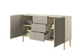 Cabinet with 2 Doors & 3 Drawers Nicole 150cm, cashmere/gold legs