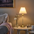 FLYGHÖJD Table lamp, brass/beige, 54 cm
