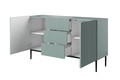 Cabinet with 2 Doors & 3 Drawers Nicole 150cm, sage/black legs