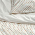 BANDKNIPPE Duvet cover and pillowcase, white/beige, 150x200/50x60 cm