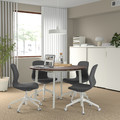 MITTZON Conference table, round walnut veneer/white, 120x75 cm