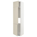 METOD High cab f fridge/freezer w 3 doors, white/Havstorp beige, 60x60x240 cm