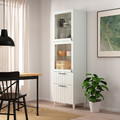BESTÅ Storage combination w glass doors, white/Sutterviken/Kabbarp white clear glass, 60x42x202 cm