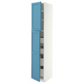 METOD / MAXIMERA Hi cab w 2 doors/4 drawers, white/Lerhyttan blue, 40x60x220 cm