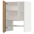 METOD Wall cb f extr hood w shlf/door, white/Voxtorp oak effect, 60x80 cm