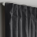 SANELA Curtains, 1 pair, with heading tape/dark grey, 140x300 cm